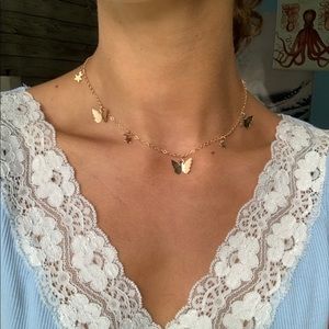 golden Butterfly and star choker necklace